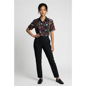 Caribou New York Women’s Short Sleeve Button Up Shirt With Floral Design Size S